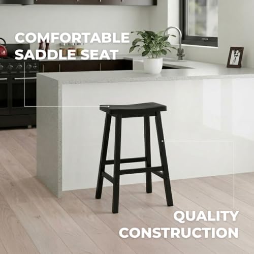 Winsome Satori Saddle Seat Bar Stool, Black, 29"