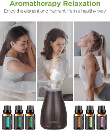 InnoGear 100ml Essential Oil Diffuser for Home with 6 Oils Gift Set, Brown