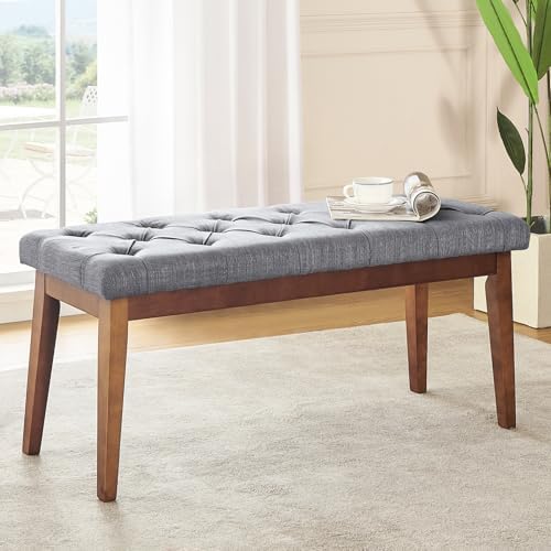 kinmars Tufted Entryway Bench for Bedroom End of Bed, 42.5", Grey