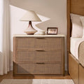 Night Stand, Rattan Nightstand with 3 Drawers
