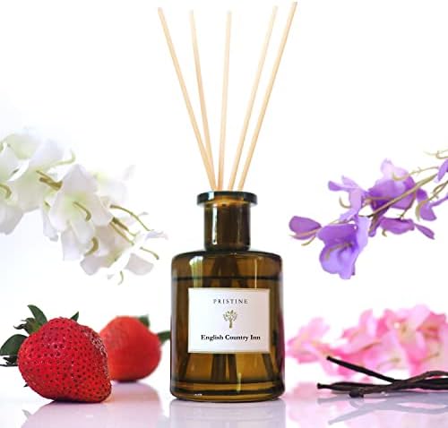 PRISTINE English Country Inn Reed Diffuser for Home | Fresh Blend of Strawberry, Vanilla, Musk Reed Diffuser Set, Oil & Reed Diffuser Sticks | Home & Office Decor | Fragrance