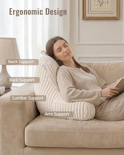 Blissful Diary Reading Pillow for Bed, Backrest Pillow, Cream White