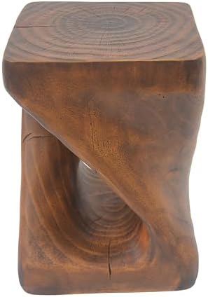 Christopher Knight Home Novi Outdoor Side Table, Twist-Shaped Decorative Accent Sofa Side End Table, Garden Stool for Patio Balcony Beach Pool, Lightweight Concrete, Wood-Like Texture, Antique Brown