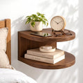 Bamboo Floating Wall Mounted Nightstand Wall Storage Shelf (1, Walnut)