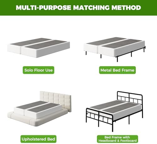 EMODA 10 Inch Split Queen Box Spring Bed Base with Fabric Cover