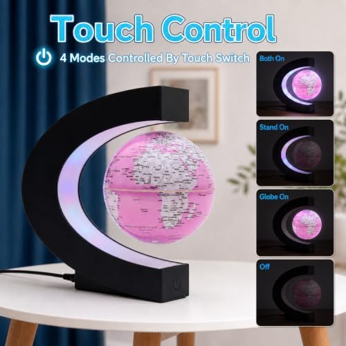 Magnetic Levitation Rotating World Globe with LED Light and Touch Control