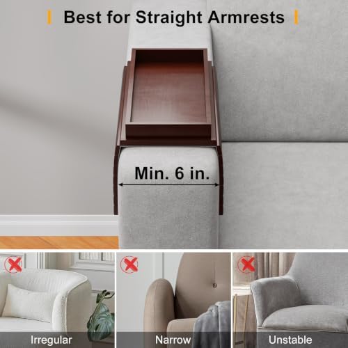 Bestjing 2 in 1 Bamboo Sofa Armrest Tray Table for Couch