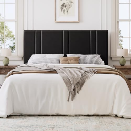 SHA CERLIN Full Size Velvet Bed Frame with Adjustable Headboard, Black