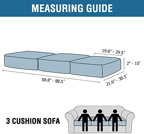 H.VERSAILTEX Velvet Stretch Couch Cushion Cover Plush Cushion Slipcover for Chair Loveseat Sofa Cushion Furniture Protector Seat Cushion Sofa Cover (3 Piece Sofa Cushion Covers, Grey)