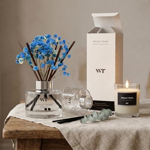 WEALD TRIBE Reed Diffuser Set Cashmere Vanilla Scent for Bathroom Decor