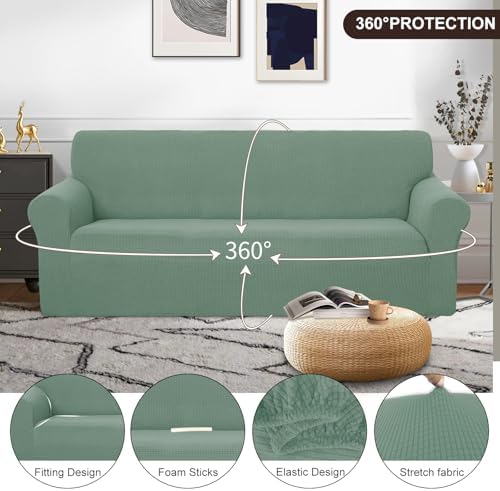 U-NICE HOME Oversized Stretch Couch Cover Slipcover, Cyan