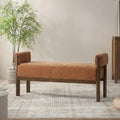 VKNOW 51.8”End of Bed Bench Upholstered Bedroom Bench with Arms, Orange