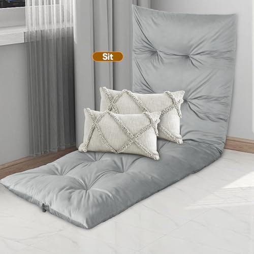 BALAPET Floor Lounger Pillow,Foldable Light Thick Tufted Floor Pillow Cushion with Elasticized Webbing for Easy Storage Floor Lounger for Meditation, Playing, Yoga, Reading, Sleeping(Light Gray)