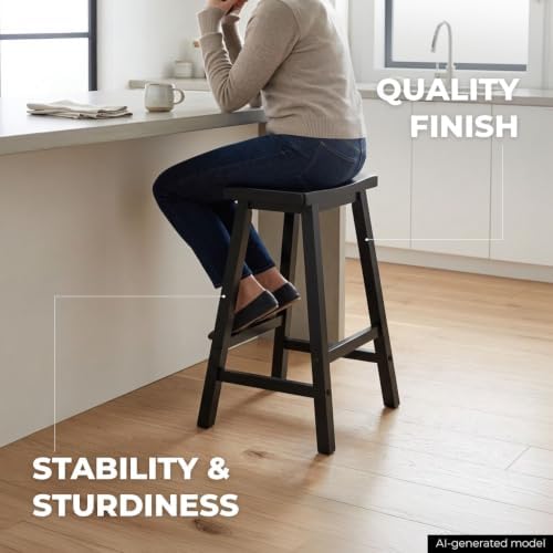 Winsome Satori Saddle Seat Bar Stool, Black, 29"