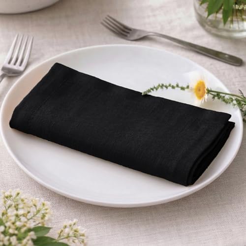 Ramanta Home Black Cotton Dinner Napkins Set of 12, 18x18 Inch