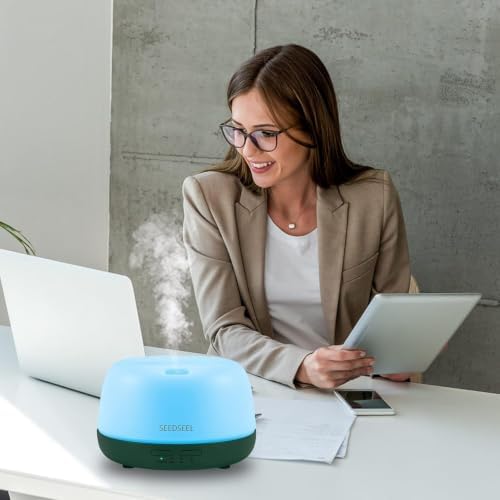 SEEDSEEL 300ML Essential Oil Diffuser with Remote, USB-C Cord, 7 LED Colors