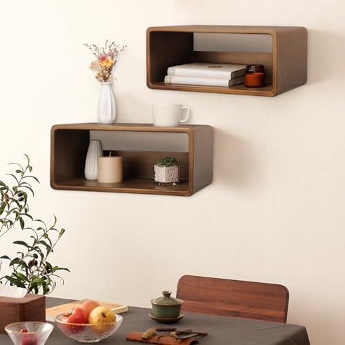 Floating Nightstand, Wall Mounted Bedside Shelf, Handmade Bedroom Furniture,Pine Wood Floating Bedside Table, Minimalist and Unique Style 18”x 10”x 7.5” Brown