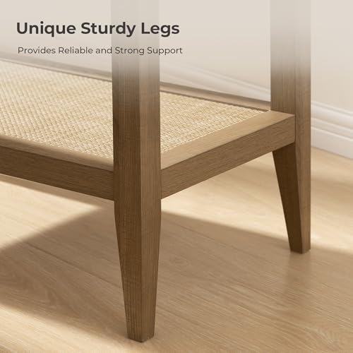 SICOTAS Rattan Living Room Side Table, 2 Pieces End Table with Storage