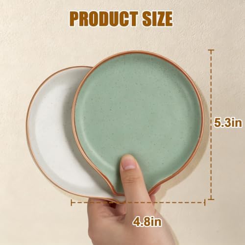Ceramic Spoon Rest Holder for Stove Top Kitchen Counter,5" (Sage)