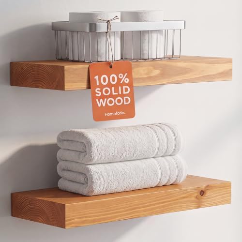 Homeforia 16 Inch Floating Shelves, High-End Solid Pine Wood, Set of 4