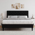 HOMBCK Full Size Bed Frame with Adjustable Headboard, Black