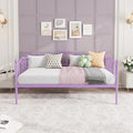 GarveeHome Twin Size Daybed Frame, Sofa Bed with Stylish Headboard, Heavy Duty Steel Slat Support, Space Saving for Living Room/Bedroom/Guest Room, Purple