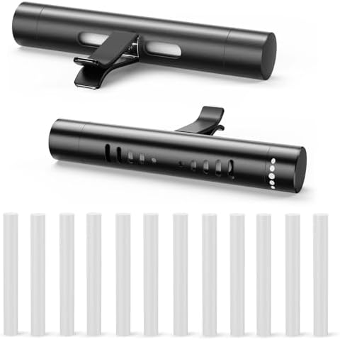 2pcs Car Perfume Diffuser With 12 Odorless Refill Sticks Black