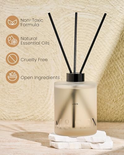 M&SENSE Reed Diffuser Set, Linen, 17 oz Natural Essential Oil