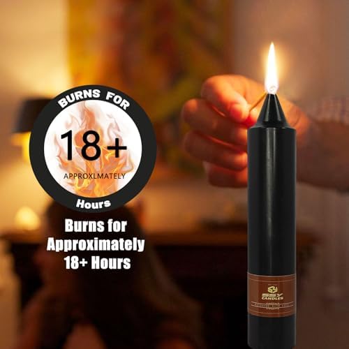 NJAO HOO Black Short Taper Candle 7 Inch Halloween Candlesticks Unscented Dripless Tapered Candle Set for Home Decor Wedding Party Dinner Candles, 4 Pack
