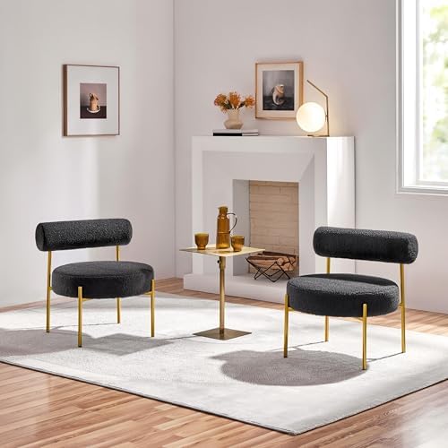 Topeakmart Modern Vanity Chairs Set of 2, Armless Accent Chairs, Black