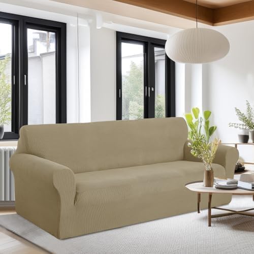 U-NICE HOME Oversized Stretch Couch Cover Slipcover, Sand