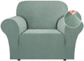 Flamingo P 1 Piece Skid Resistance Sofa Cover Jacquard Spandex Furniture Protector Couch Covers, Fitted Sofa Protector Stretch Knitted Jacquard Sofa Slipcovers, Dark Cyan, Chair