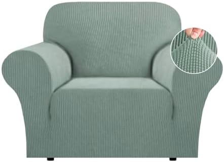 Flamingo P 1 Piece Skid Resistance Sofa Cover Jacquard Spandex Furniture Protector Couch Covers, Fitted Sofa Protector Stretch Knitted Jacquard Sofa Slipcovers, Dark Cyan, Chair