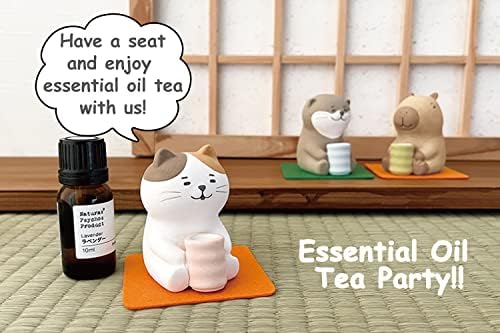 Stone Diffuser Tea-Drinking Animals [ Designed in Japan] Non Electric Passive Diffuser for Essential Oil and Aromatherapy (Ceramic/Clay) (Tea-Drinking cat)