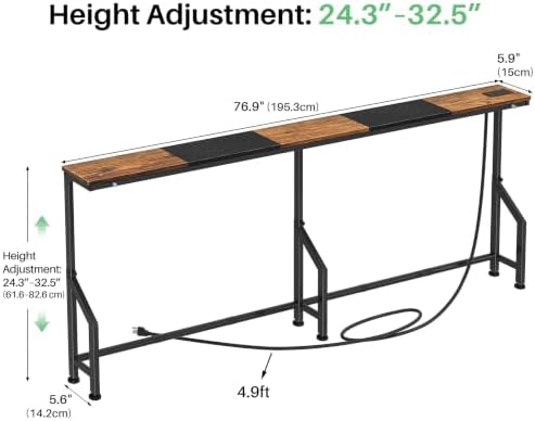 Kitstorack 76.9" Narrow Console Table with Power Outlet for Living Room