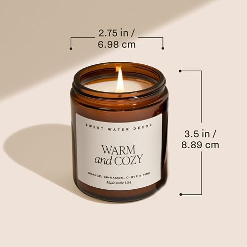 Sweet Water Decor Farmhouse Candle, Non-Toxic Soy Wax, 9oz Amber Glass Jar