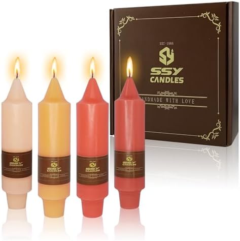 NJAO HOO Fall Short Taper Candle Orange 5 Inch Candlesticks Unscented Dripless Gradient Colored Tapered Candle Set for Home Dinner Party Halloween Decor, 4 Pack
