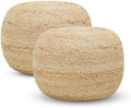 · REDEARTH · Jute Circular Pouf Ottoman Foot Stool - Jute Natural, Set of 2