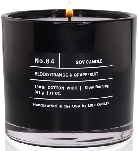 Lulu Candles | Blood Orange & Grapefruit | Smells Citrusy & Uplifting | Luxury Scented Soy Jar Candle | Hand Poured in The USA | Highly Scented Long Lasting (11 Oz.)