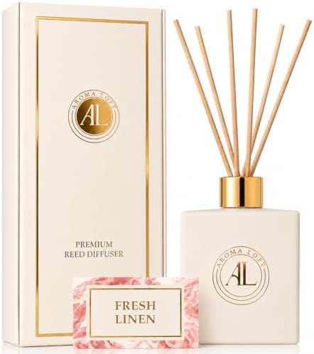 White Reed Diffusers for Home | Premium Fragrance Diffuser | White Diffuser Sticks in Oil Set with Fresh Linen Scent | Smell Good Stuff | Long-Lasting Oil for Bathroom & Office (5 oz)
