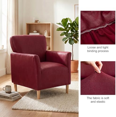 Armchair Covers Stretch Arm Covers Chair Couch Covers, Faux Leather Looking Armchair Slipcover Washable Chair Protector for Living Room (Color D-4)