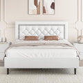 BarnFurin Queen Bed Frame with Diamond Tufted Headboard,White