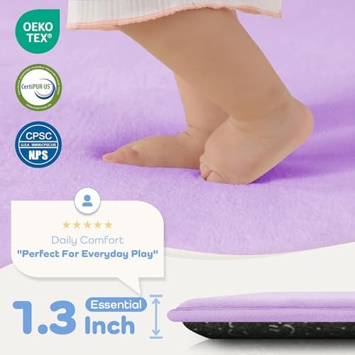 1.3" Thick Baby Floor Play Mat 50x50 Padded Playpen Mat, Violet