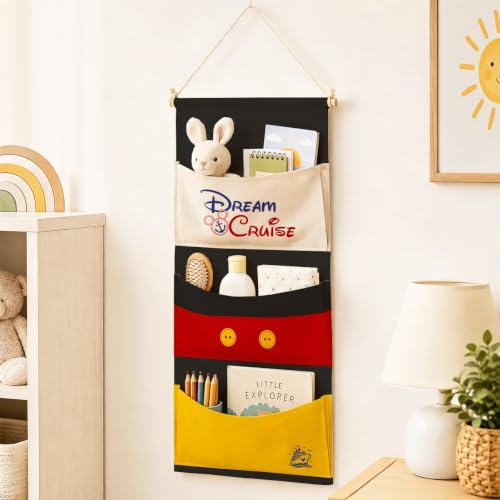 3-Pocket Hanging Wall Organizer, Cute Cruise Ship Design for Playroom Door