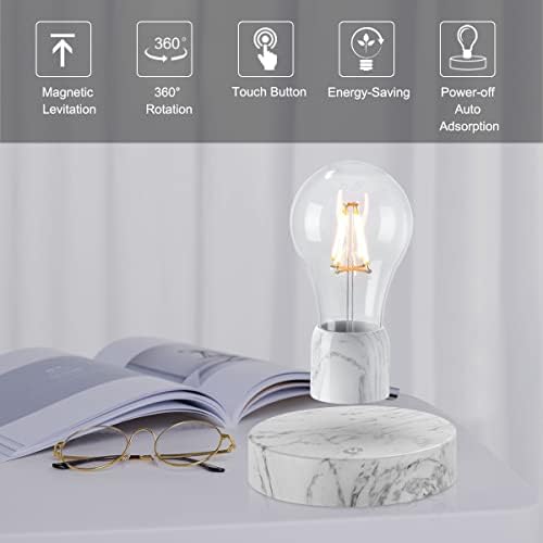 Magnetic Levitating Light Bulb Lamp, Floating LED Bulb Desk Lamp Levitation Rotating Bulb Light Decorative Night Lights for Home Office Decor, Toys Gifts, Cool Tech Gadgets
