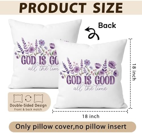 Purple Floral Christian Decorative 18x18 Pillow Cover