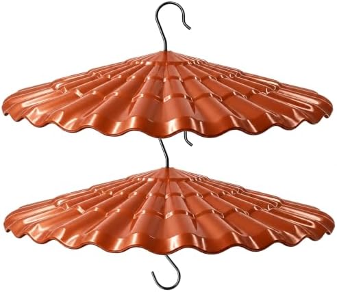 13.5'' Bird Feeder Rain Guard - Bright Dome Shield Umbrella Cover, Squirrel Proof Baffle for Outside Pole & Hanging Standard Wild Bird Feeders, Weatherproof Shatterproof Canopy,(2 Pack, Coffee)