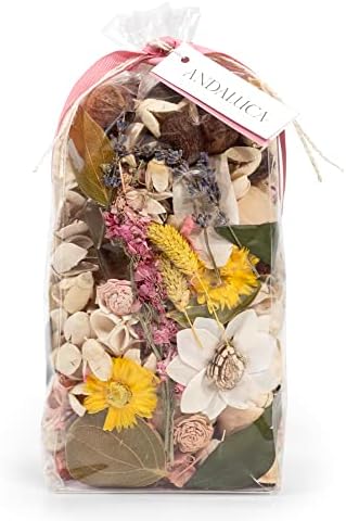 ANDALUCA Secrets of Spring Scented Potpourri | Made in California | Large 20 oz Bag + Fragrance Vial | Notes of Citron, Jasmine and Soft Woods | Floral Spring Home Fragrance