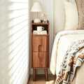 FurSch Narrow Nightstand, Wooden 2 Drawer, Walnut, 1 pc