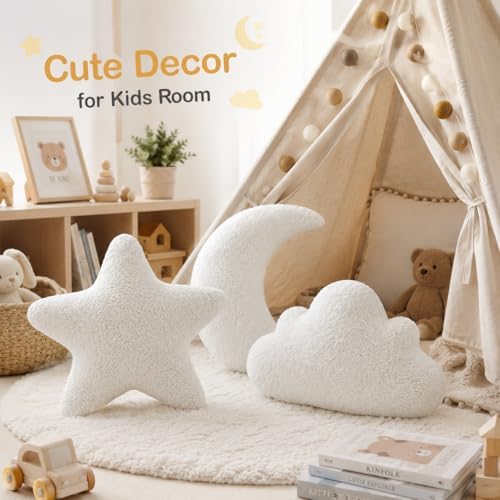 Cumule 3 Pack Cloud Moon Star Shaped Throw Pillows 16 Inch